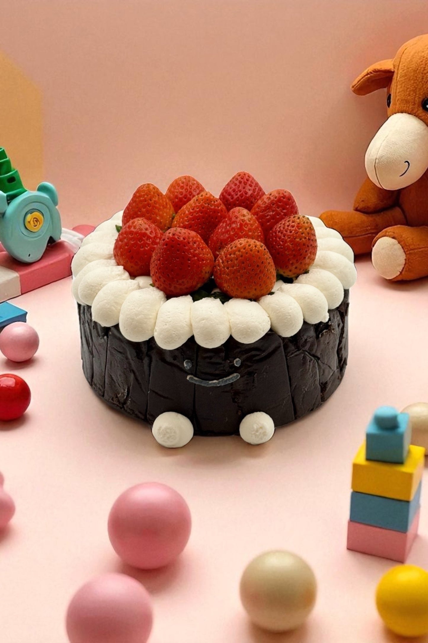 Chocolate Strawberry Baby Face Basque Cheesecake 초콜릿딸기바스크 치즈케이크