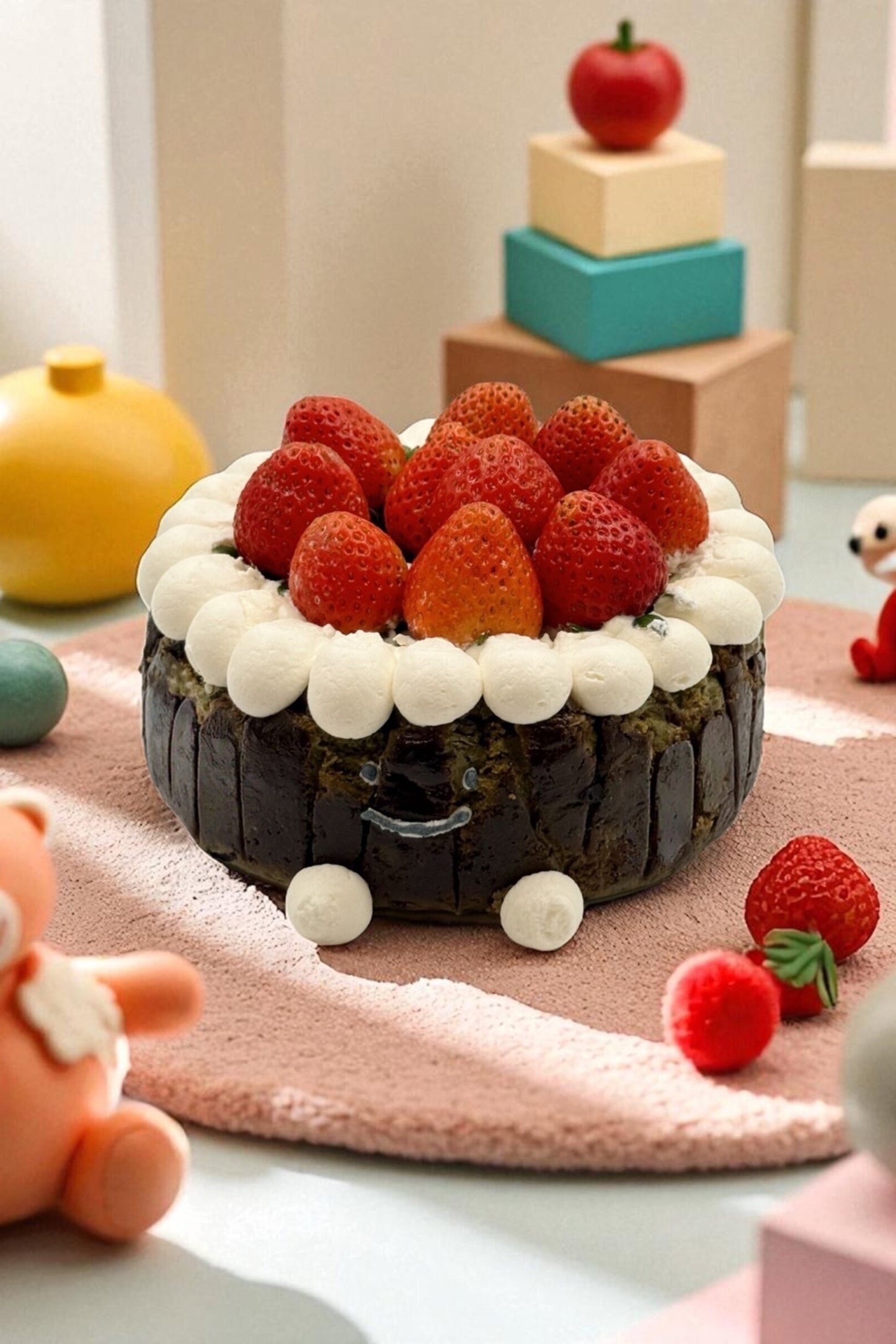 Matcha Strawberry Baby Face Basque Cheesecake 말차딸기바스크 치즈케이크