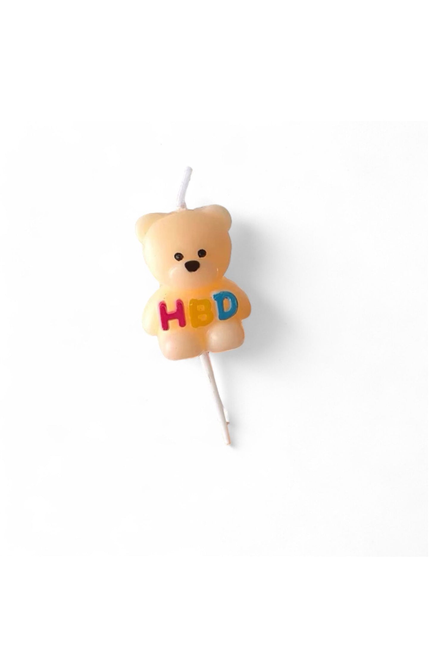 (WHITE) HBD Bear Candle